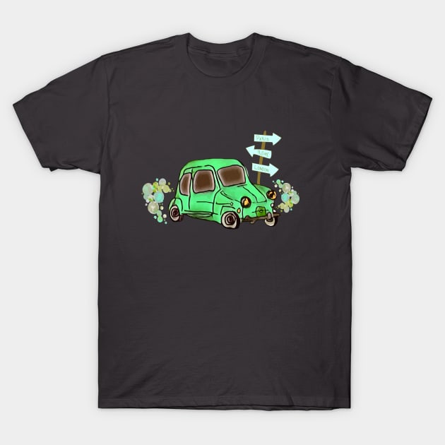 Nursery Art (Green Car) T-Shirt by RetroTjoshak